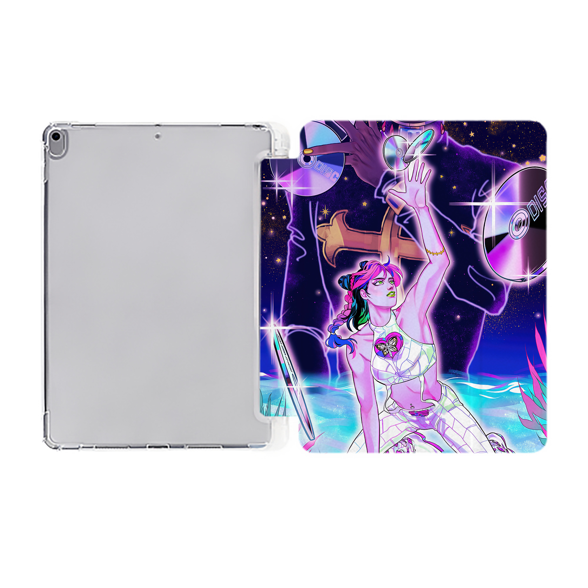 （画像用） ジョジョの奇妙な冒険 JoJo's Bizarre Adventure IPad ケース ペン収納付き 三つ折りスタンド PUレザー×シリコン 対応機種9.5/10.5/10.9インチ